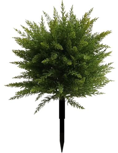 JOYWU Lot de 2 boules de cèdre artificielles résistantes aux UV - 60 cm - Avec piquet - Grande décoration extérieure pour porche, jardin, intérieur (1 pièce)
