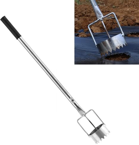 Fioriera per bulbi multiuso, perforatrice per fori per pellicola di pacciamatura, regolabile, strumento per la rimozione delle zolle con manico retrattile, per piantare serre, cura del prato e lavori