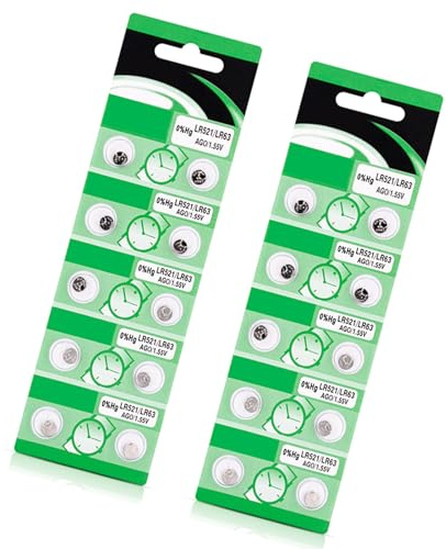 Lot de 10 piles bouton alcalines AG0 LR521 1,5 V LR521 longue durée pour montres, calculatrices