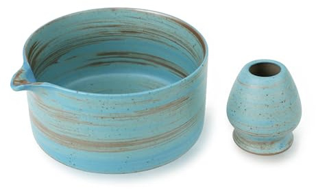 PUNNIO Japanese Matcha Bowl, Glazed Ceremonial Matcha Bowl with Whisk Holder for Matcha Powder/Matcha Tea