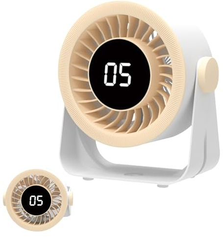 Ventilatore da tavolo silenzioso, oscillante, ricaricabile, display a LED, 18 x 9 x 20 cm, circolatore d'aria, funzionamento silenzioso a 5 velocità, per camera da letto, scrivania, vacanze estive e