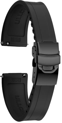 ULLCHRO Uhrenarmband 20mm 22mm Silikon mit Schnellverschluss, Uhrenarmband Herren aus Kautschuk, Ersatzarmband für Sport Smartwatch, Uhrarmband (20mm, Schwarz)