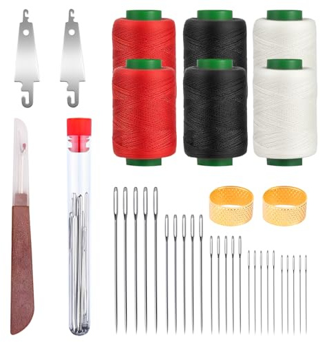 37Pcs Sewing Tool Set, Leather Sewing Needle and Thread Kit, Mini Travel Sewing Kit for Adults Kid Beginners Canvas DIY Upholstery Carpet Awning Car Seat Repair