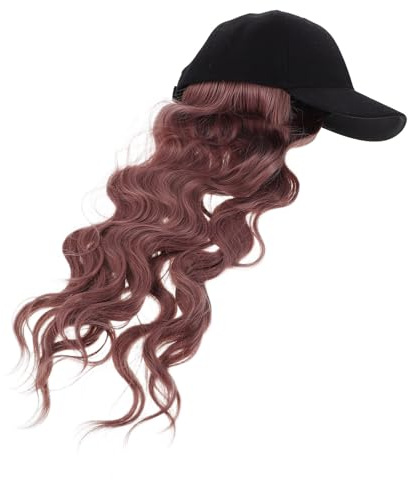 SHERCHPRY Lightweight Baseball Cap with Long Wavy Synthetic Hair Extensions for Women Breathable Hat Wig Combining Fashion and Sun Protection Comfortable Outdoor Style Accessory