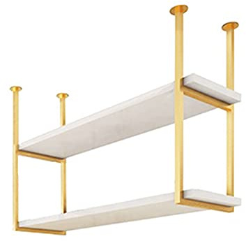 Takhängande grytställ 60/80/100/120 cm köksförvaringshylla trä och metall flytande vinhållare blomstativ restaurangdekor och visningsställ