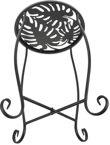 Toyvian Portavasi da Balcone in Metallo con Motivo Monstera, Supporto per Piante Rotondo Compatto e Robusto, Base Espositiva Vintage per Vaso di Fiori da Interno ed Esterno, Rialzo