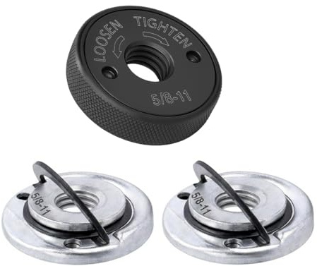 Saipor 3pcs 5/8-11 Angle Grinder Flange Nuts, 2 Silver Tool-Free Quick Release D-Ring Locking Nuts + 1 Black Knurled Heavy Duty Self-Locking Arbor Nut for 4-1/2 5 7 9 Grinders