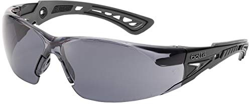 Bolle Safety Rush+ Safety Glasses, Black & Grey Frame, Smoke Lenses