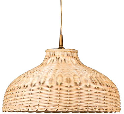 Pendellampe Rattan Korbleuchte Boho Landhaus Hygge skandinavischer Stil | Helios Leuchten 212054 Hängelampe Korbgeflecht natur-farbig, Rattanlampe aus deutscher Manufaktur für Esszimmer Küche 1xE27