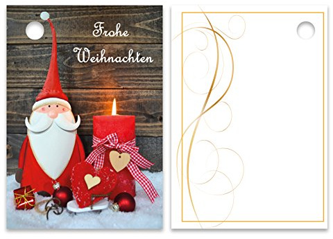 25er Pack Geschenkanhänger Frohe Weihnachten Weihnachtsmann ca. 52 x 74 mm Anhänger, Weihnachtsanhänger, Geschenkkarte, Geschenkkärtchen, Anhängeetikett, Topper