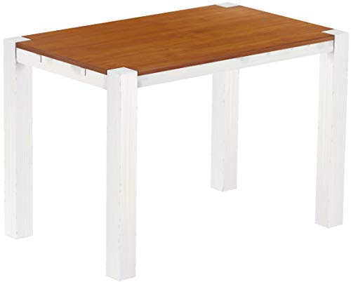 B.R.A.S.I.L.-Möbel Hochtisch Rio Kanto 160x100 cm Kirschbaum Weiß Bartisch Holz Tisch Pinie Massivholz Stehtisch Bistrotisch Tresen Bar Thekentisch Echtholz Größe und Farbe wählbar