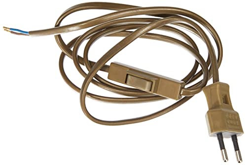 Electraline 70528 Cavo con Interruttore e Spina Europea, Lunghezza 1,5 m, Oro