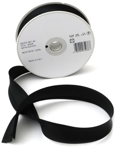 Inastri 25/5/5 mm azetatsatin snedband, svart 2054