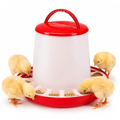 Melko Futterautomat Futterspender Hühner Geflügel 6 kg zum Aufhängen | für Enten, Gänse und Wachteln, halbtransparenter Kunststoff zur Füllstandskontrolle, abnehmbarer Deckel, mit Tragegriff