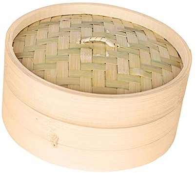 LOVIVER Vaporera de Comida de Bambú Auténtica Cocina Asiática, Marrón 15cm