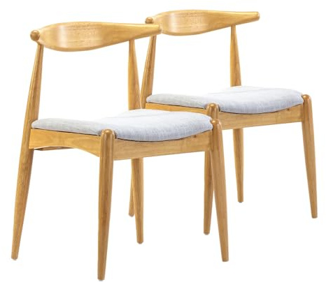 VS Venta-stock Pack 2 chaises Corzo, Couleur chêne, Bois Massif, 52,5 cm (Longueur) 50 cm (Profondeur) 74.5 cm (Hauteur)