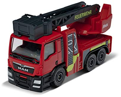 Majorette SOS MAN TGS Rosenbauer Feuerwehr, Feuerwehrauto, Spielzeugauto, Freilauf, zu öffnende und/oder bewegliche Teile, 7,5 cm, rot, für Kinder ab 3 Jahren