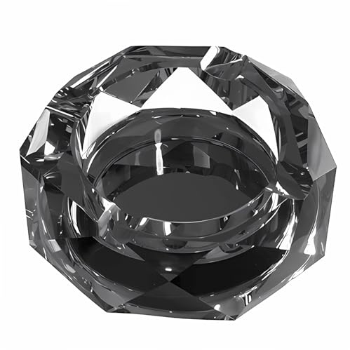 Senliart Aschenbecher aus Kristallglas, cooles Dekor, für drinnen und draußen, 15,2 cm, Schwarz
