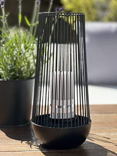 Brandsseller Kerzenhalter Ø14,5 x H30,5 cm Metall Gitter Design Schwarz Kerzenständer Windlicht Laterne Indoor-Outdoor Deko