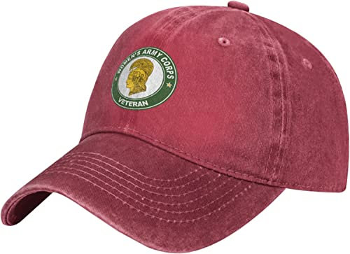 QQIAEJIA Damen Army Corps Veteranenhut Verstellbare Cowboy Baseballkappe für Männer Frauen Trucker Cap, rot, One size