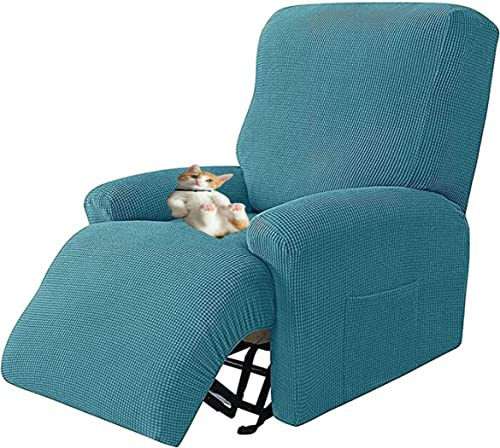 Sesselschoner für Relaxsessel mit armlehnen,Alleine Waschen mit Seitentasche,Fernsehsessel Bezug Separat Gereinigt Stretch Husse Relaxsessel Sesselbezug Stretch,Elasthan Recliner ( Color : #44 , Size