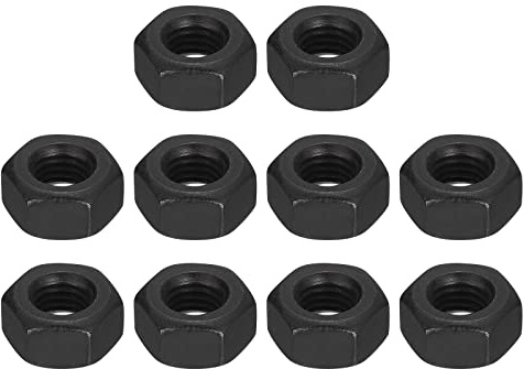 uxcell 1/4-28 UNF Hex Nuts, Carbon Steel Grade 8.8 Black Oxide Hexagon Nut for Screw Bolt, 10 of Pack