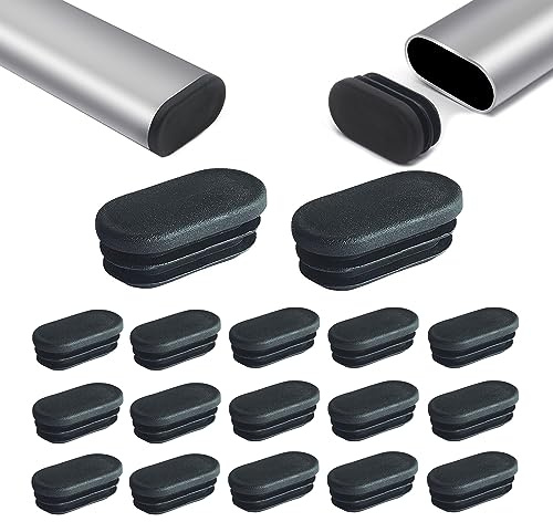 Zaky Tisch Stuhlbein Füße Kunststoff Oval Rohr Rohr Einsatz Schwarz Oval Abdeckkappe für Metallrohre, Zäune, Gleitschutz von Stuhlbeinen, Möbel und Böden(40 x 20 mm - 30 pcs)