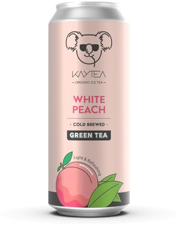 KAYTEA White Peach Ice Tea (1 x 330 mL) - Green Tea Infusion - Peach Flavour - Cold Brewed - Organic Certified & Natural Ingredients