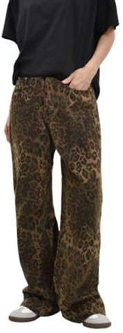 Leopardati Donna Leopardo Jeans Lavoro Uomo Hip Hop Casual Pantaloni Oversize Jeans Donna Larghi Street Wear Gamba Larga