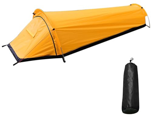 Tenda 1 Posto, Tenda da Campeggio Portatile 1 Persona Ultralight Tenda Militare con Borsa Portatile per Escursionismo Alpinismo Campeggio Selvatico, Impermeabile Robusto (Giallo)