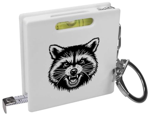 Azeeda 'Angry Raccoon' Keyring Tape Measure/Spirit Level Tool (KM00035795)