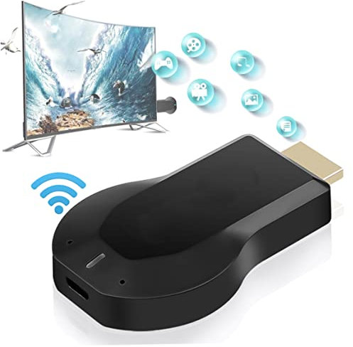 Schermo Mirroring, Adattatore di mirroring del ricevitore HDMI WiFi per Android//Miracast/a TV/Projector/Monitor- Black