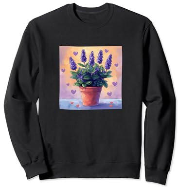 Anise Hyssop Plant In Pot Cottagecore Boho Hearts Graphic Sweatshirt