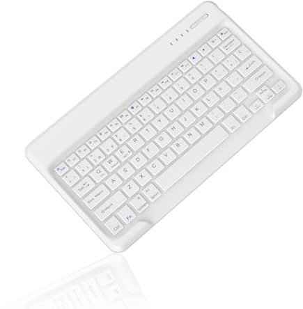 IVEOPPE Teclado con Bluetooth Inalámbrico，Teclado Español Ñ Bluetooth Inalámbrico Súper Delgado de para iPad, iPad Pro, iPad Air, Tableta Android/Samsung/Huawei/Xiaomi/para Lenovo, Blanco