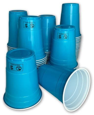 50 Mehrweg Bierpong Becher 0,5 l in Baby Blue | Hellblaue Plastikbecher für alle Getränke | stabil & wiederverwendbar Trinkbecher