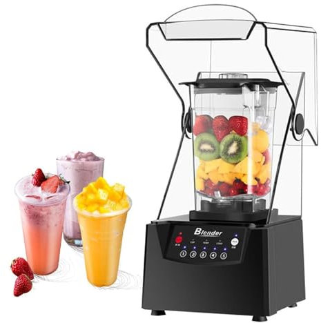 LSHFYV Blender for Smoothies, Commercial Blender 2L Smoothie Machine Fruit Juice Smoothie Maker with Smart Touch Screen Adjustable Speed for Home Restaurants Hotels