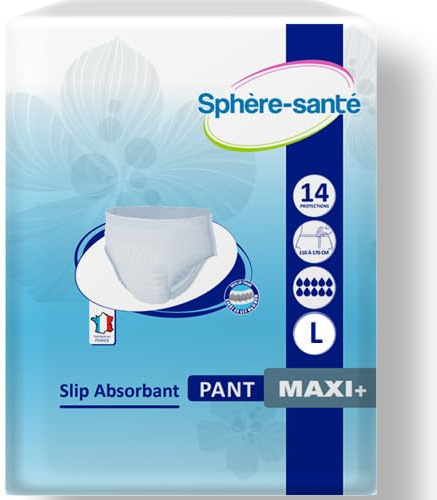 Sphère Santé - Pant Large Maxi + - Pour adultes souffrant d'incontinence - Protection fiable - Absorption maximale - Conception pratique et confortable avec indicateur d'humidité
