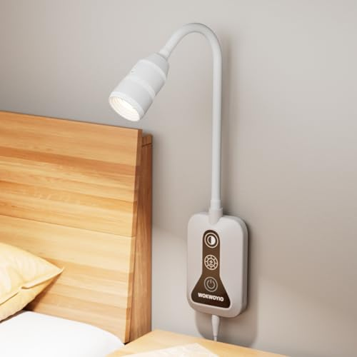 Wall Mounted Reading Light for Bed, Headboard Light with 360° Flexible Arm, Hand Wave Sensor, Focused 60° Beam, 5 Color Temperatures, Stepless Dimming, Memory Function, USB-C Output, White 1 Pack