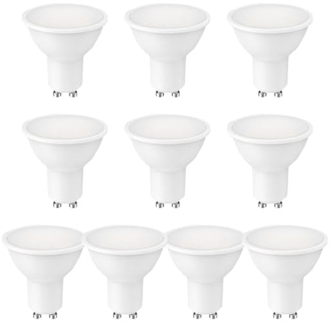 Area illumina Lampadina LED GU10 8 WATT, Luce Calda 806 Lumen, Luce Naturale 810 Lumen, Luce Fredda 815 Lumen, Apertura 120°, Confezione da 5/10 Pezzi (10, Naturale)