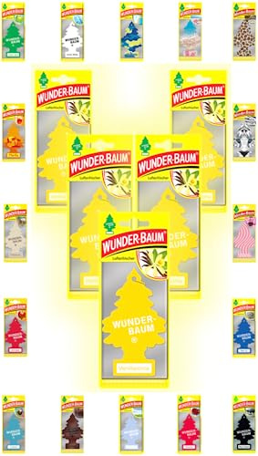 Wunder-Baum Autoduft Lufterfrischer Duftbaum Düfte 5 Stück + Stift light-tribe (Vanille)