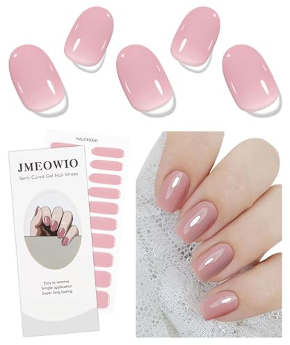 JMEOWIO Nagelfolie Creme Rosa Gel Nail Nagelfolien Selbstklebend Nagelsticker Uv Härtend Dekoration Nageldesign Zubehör