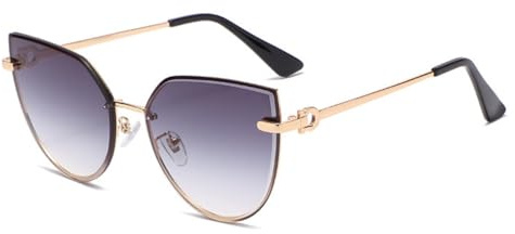 qinqilanqi-S Große Rahmen Damen Diamantschliff Katzenauge Sonnenbrille