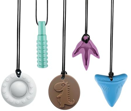 Sensory Chew Necklaces for Sensory Kids, Sensory Toys Silicone Chewy Necklace Sensory for Autism, Teething Necklace for Baby