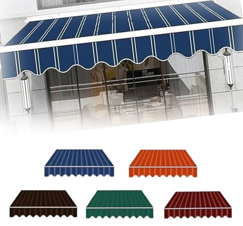 Tessuto di ricambio per tenda da sole, in tela a righe, retrattile, per patio, bar, cortile, balcone (verde, 300 x 150 cm)
