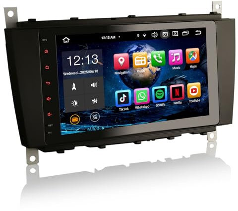 8-Kern 4GB RAM 64GB ROM 8 Zoll Android 14 Autoradio 2Din GPS Navi für Mercedes C/CLC/G Klasse W203 W463 IPS Touchscreen CarPlay Android Auto WiFi 4G DSP FM RDS DAB+ DVB-T2 USB Canbus SWC