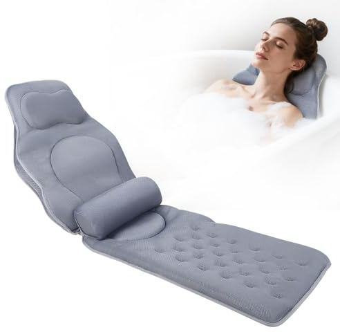 Badewannenkissen Ganzkörper Badekissen-Bequemes, stromlinienförmiges Design –extra Dicke – Stützt Kopf, Nacken, Schultern und Rücken-für Entspannung Home Spa-schnelltrocknend & hautfreundlich