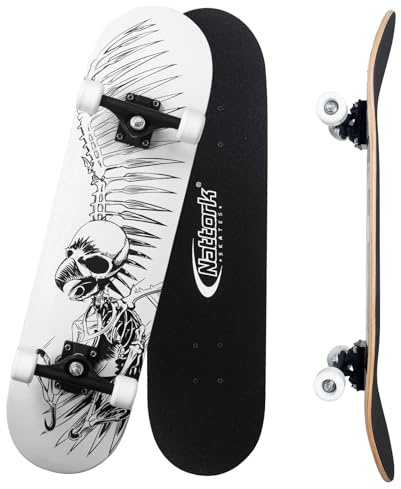 Nattork Skateboard complet de 78,7 cm, cadeau pour débutants, bois d'érable canadien 9 couches, pour garçons, filles, adolescents