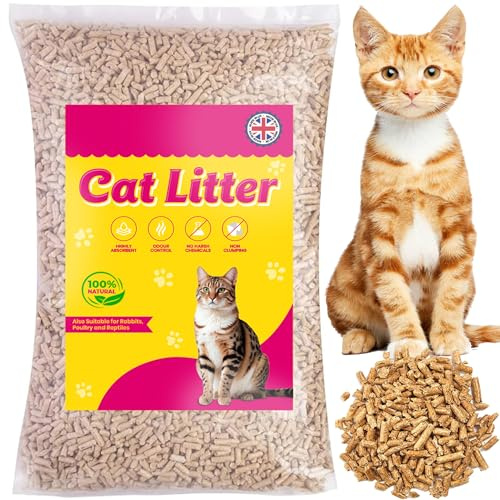 30L Cat Litter Clean & Easy To Use Ultra Absorbent Biodegradable Wooden Pellets, Odour Control, Natural Scent, Soft Bedding For Comfort Unscented (2 x 30L)