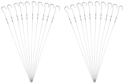 Homeponnew Lot de 20 brochettes de barbecue en acier inoxydable avec lames plates et poignées torsadées antidérapantes pour viande, fruits de mer et légumes, 35,5 cm