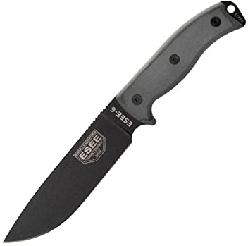 ESEE ES6PB Cuchillo a Lama Fissa,Unisex - Adulto, Negro, un tamaño